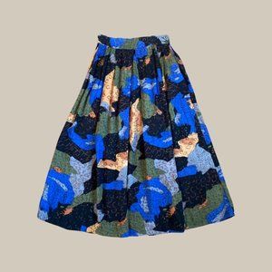Vintage Geometric Print A-Line Skirt with Pockets